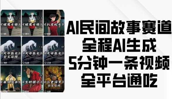 AI民间故事赛道，全程AI生成5分钟一条视频，全平台通吃-古龙岛网创