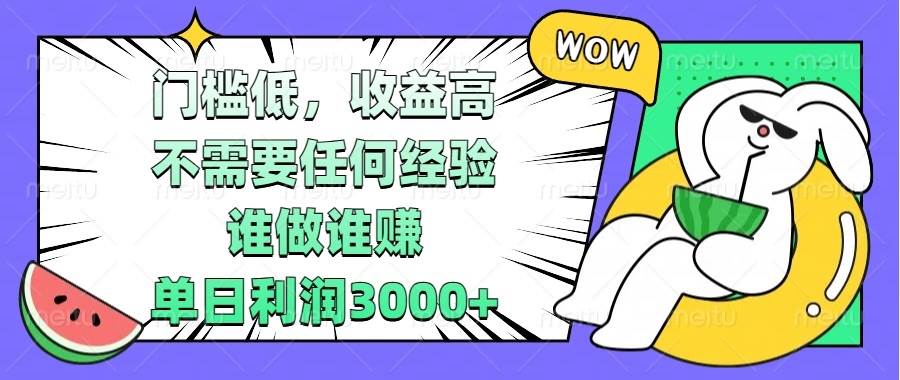 （13651期） 门槛低，收益高，不需要任何经验，谁做谁赚，单日利润3000+-古龙岛网创