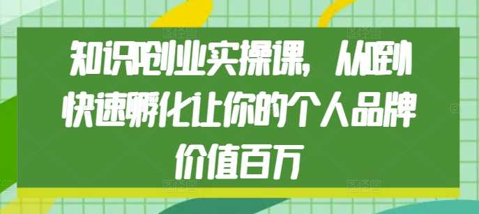 知识IP创业实操课，从0到1快速孵化让你的个人品牌价值百万-古龙岛网创