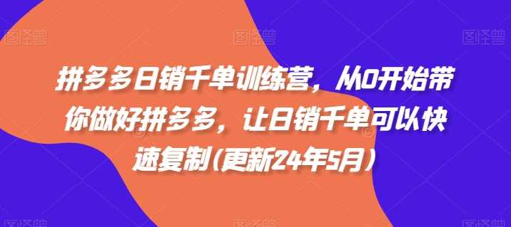 拼多多日销千单训练营，从0开始带你做好拼多多，让日销千单可以快速复制(更新24年12月)-古龙岛网创