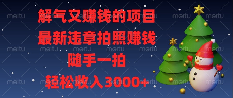 （13686期）解气又赚钱的项目，最新违章拍照赚钱，随手一拍，轻松收入3000+-古龙岛网创