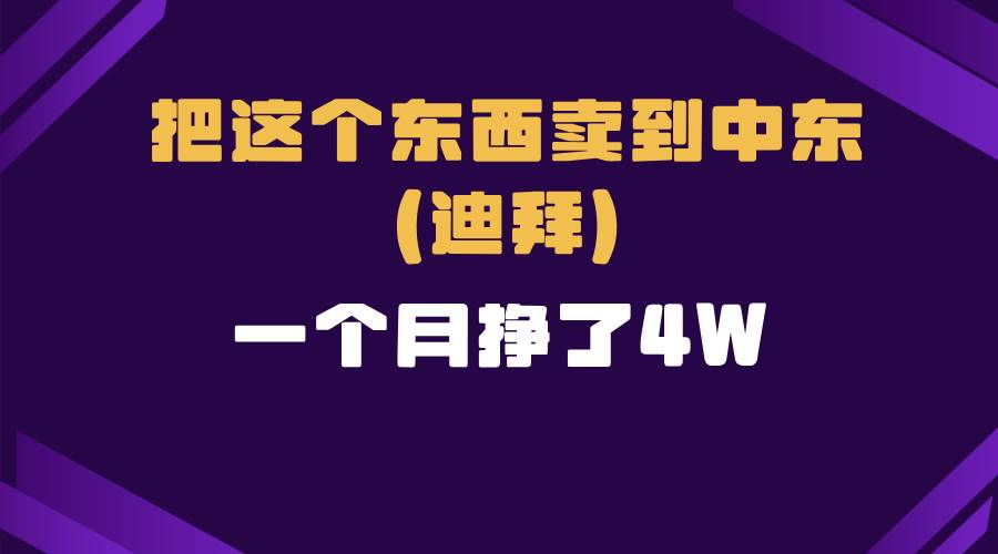 （13740期）跨境电商一个人在家把货卖到迪拜，暴力项目拆解-古龙岛网创