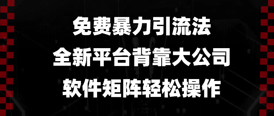 （13745期）免费暴力引流法，全新平台，背靠大公司，软件矩阵轻松操作-古龙岛网创