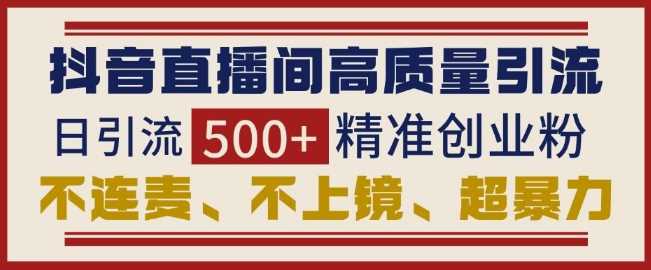 抖音直播间引流创业粉，无需连麦、不用上镜、超暴力，日引流500+高质量精准创业粉-古龙岛网创