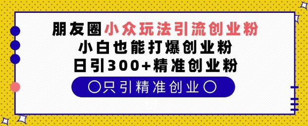 朋友圈小众玩法引流创业粉，小白也能打爆创业粉，日引300+精准创业粉【揭秘】-古龙岛网创