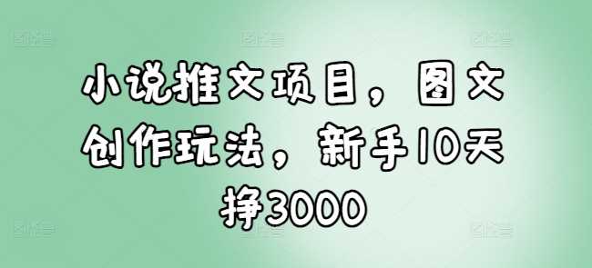 小说推文项目，图文创作玩法，新手10天挣3000-古龙岛网创