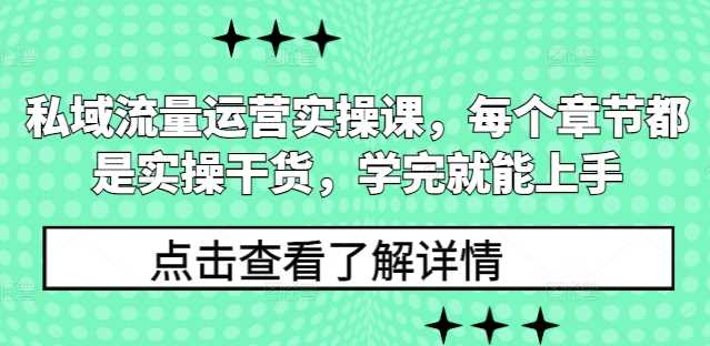 私域流量运营实操课，每个章节都是实操干货，学完就能上手-古龙岛网创