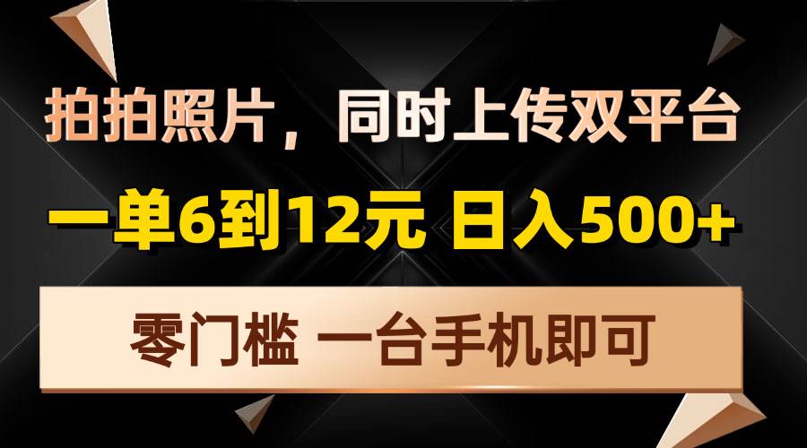 （13783期）拍拍照片，同时上传双平台，一单6到12元，轻轻松松日入500+，零门槛，…-古龙岛网创