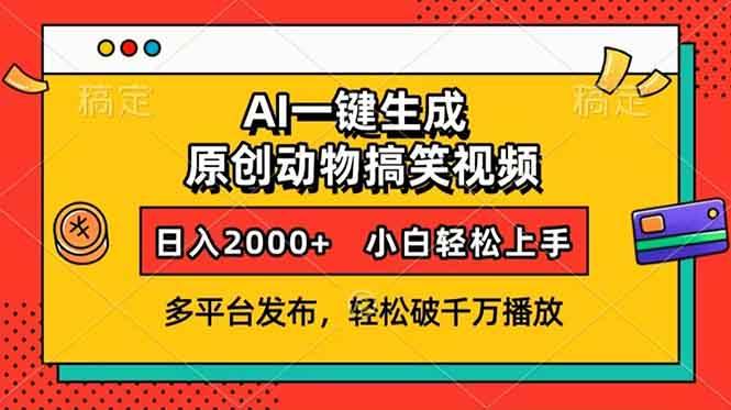 （13855期）AI一键生成动物搞笑视频，多平台发布，轻松破千万播放，日入2000+，小…-古龙岛网创