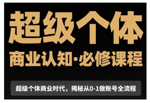 超级个体商业认知觉醒视频课，商业认知·必修课程揭秘从0-1账号全流程-古龙岛网创