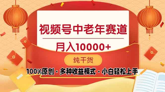 （13905期）视频号中老年赛道 100%原创 手把手教学 新号3天收益破百 小白必备-古龙岛网创