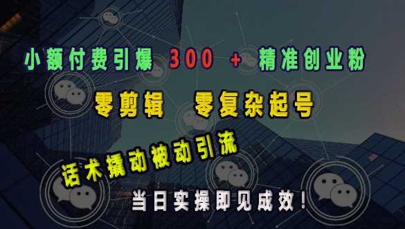 小额付费引爆 300 + 精准创业粉，零剪辑、零复杂起号，话术撬动被动引流，当日实操即见成效-古龙岛网创