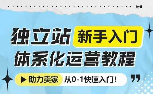 独立站新手入门体系化运营教程，助力独立站卖家从0-1快速入门!-古龙岛网创