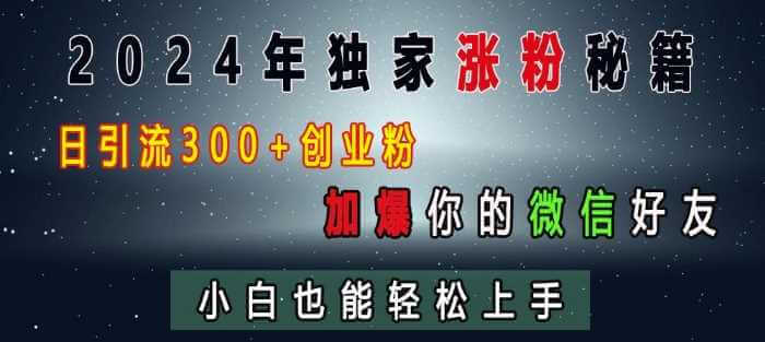 2024年独家涨粉秘籍，日引流300+创业粉，加爆你的微信好友，小白也能轻松上手-古龙岛网创