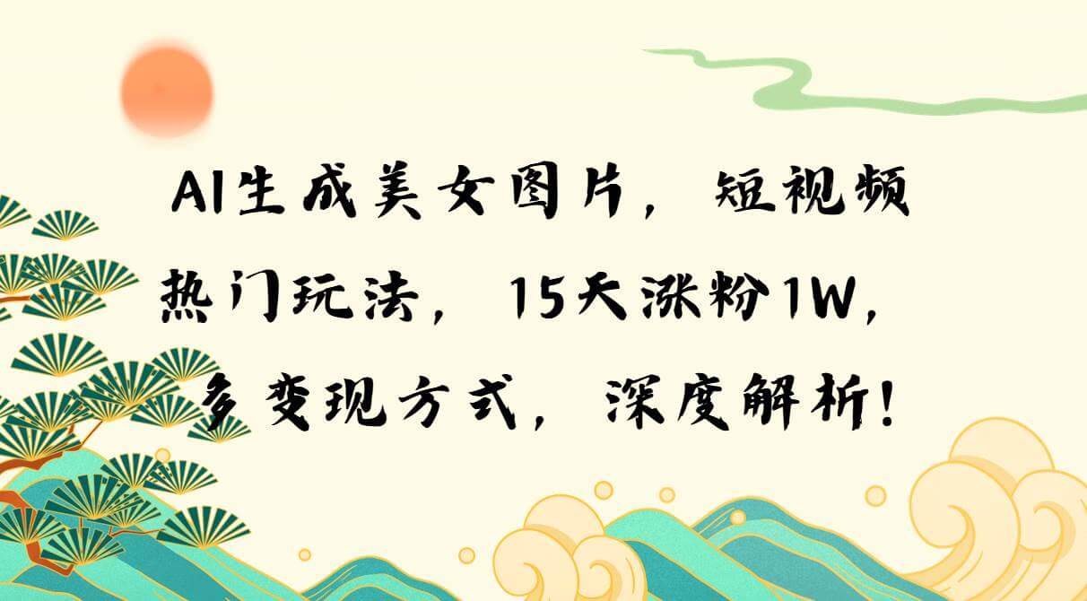 （13581期）AI生成美女图片，短视频热门玩法，15天涨粉1W，多变现方式，深度解析!-古龙岛网创