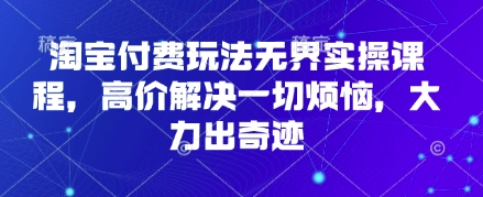 淘宝付费玩法无界实操课程，高价解决一切烦恼，大力出奇迹-古龙岛网创